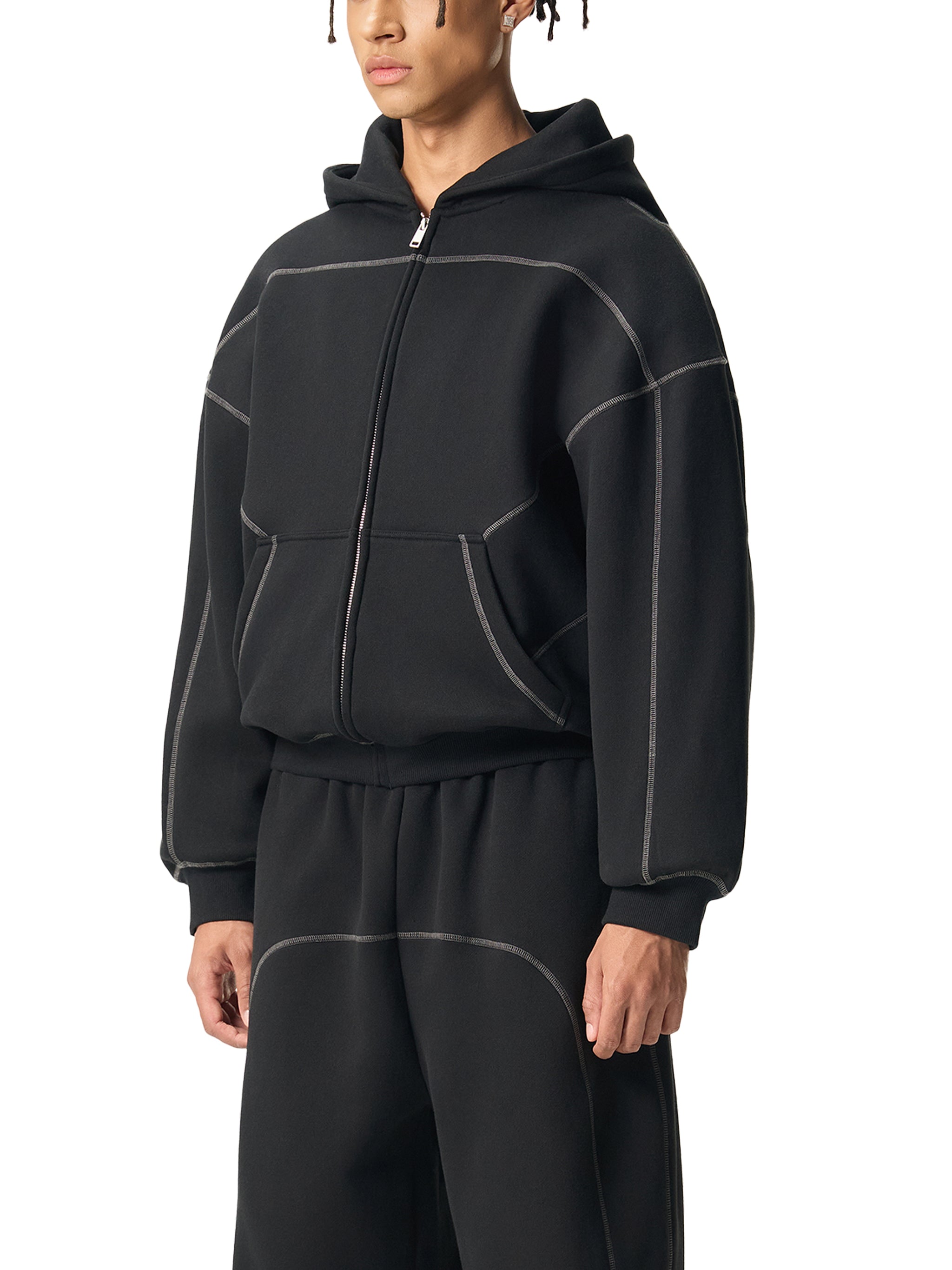 Boxy Fleece Zip Hoodie