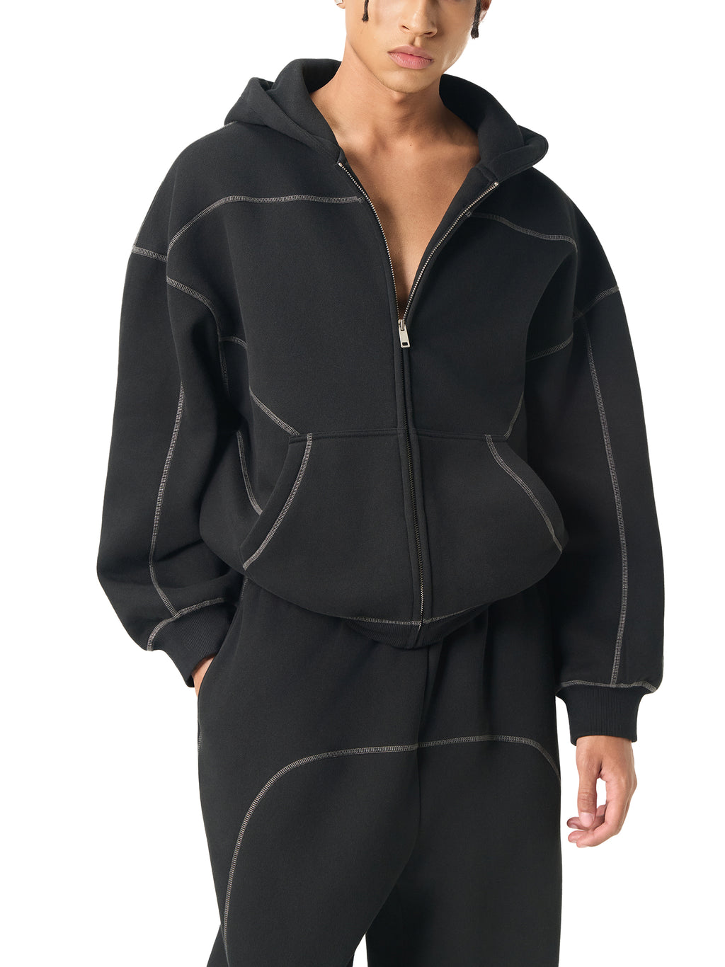 Boxy Fleece Zip Hoodie